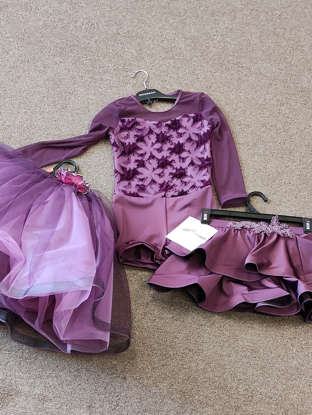 Weissman Purple Girls Dance Costume Set with Tutu & Ruffled Skirt